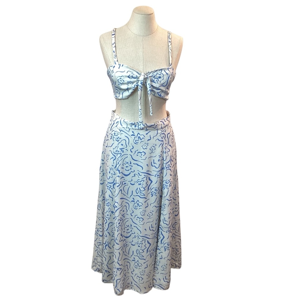 NWT Resa 2-Piece Floral Dress White Blue